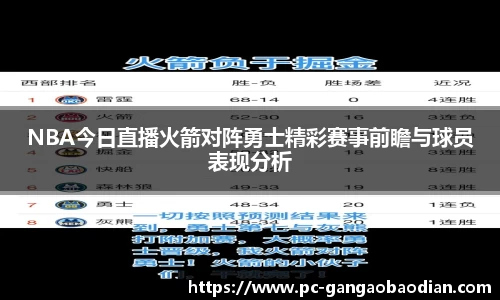 NBA今日直播火箭对阵勇士精彩赛事前瞻与球员表现分析